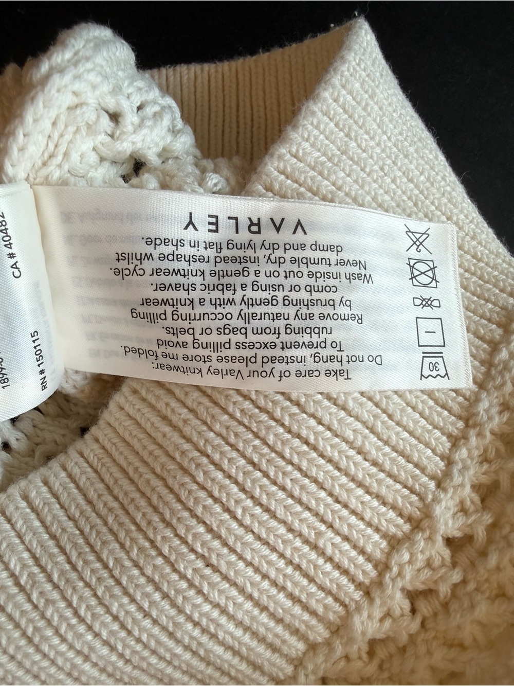 Varley Cream Crochet-Textured Short Sleeve Crew Sweater - Picture 6 of 6